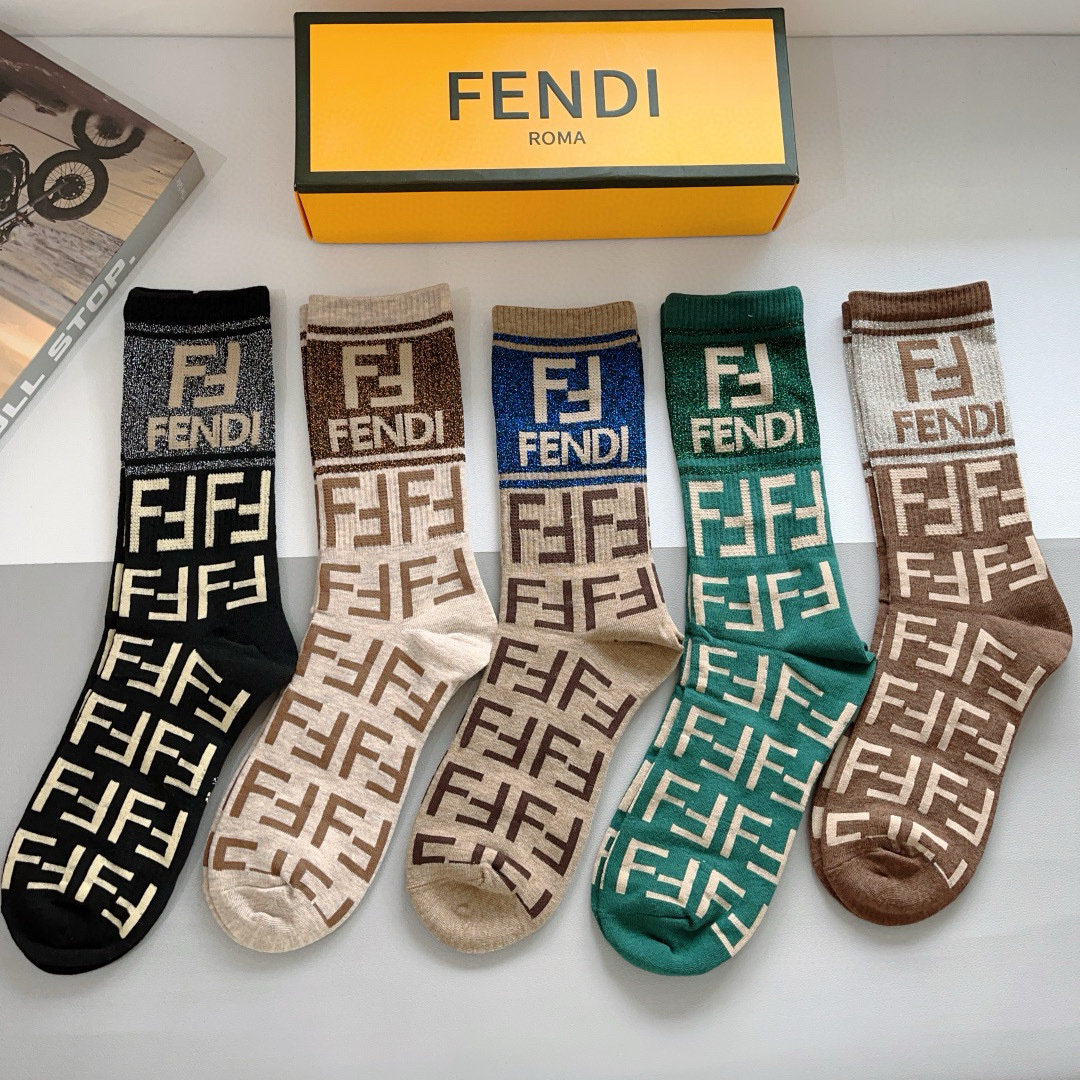 TOP FENDI Socks - 5 Pieces as a Set