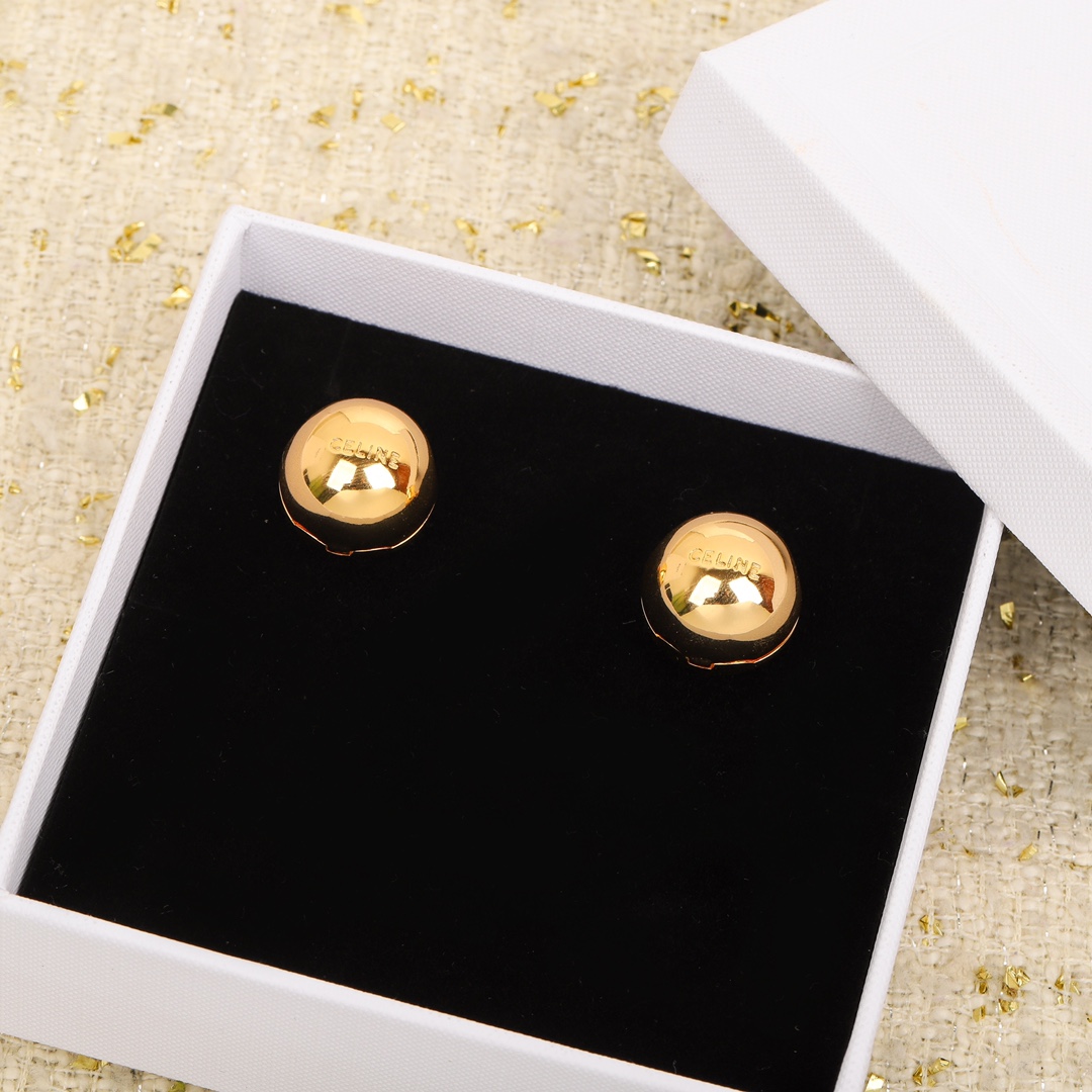 TOP CHANEL C Semicircle Metal Earrings