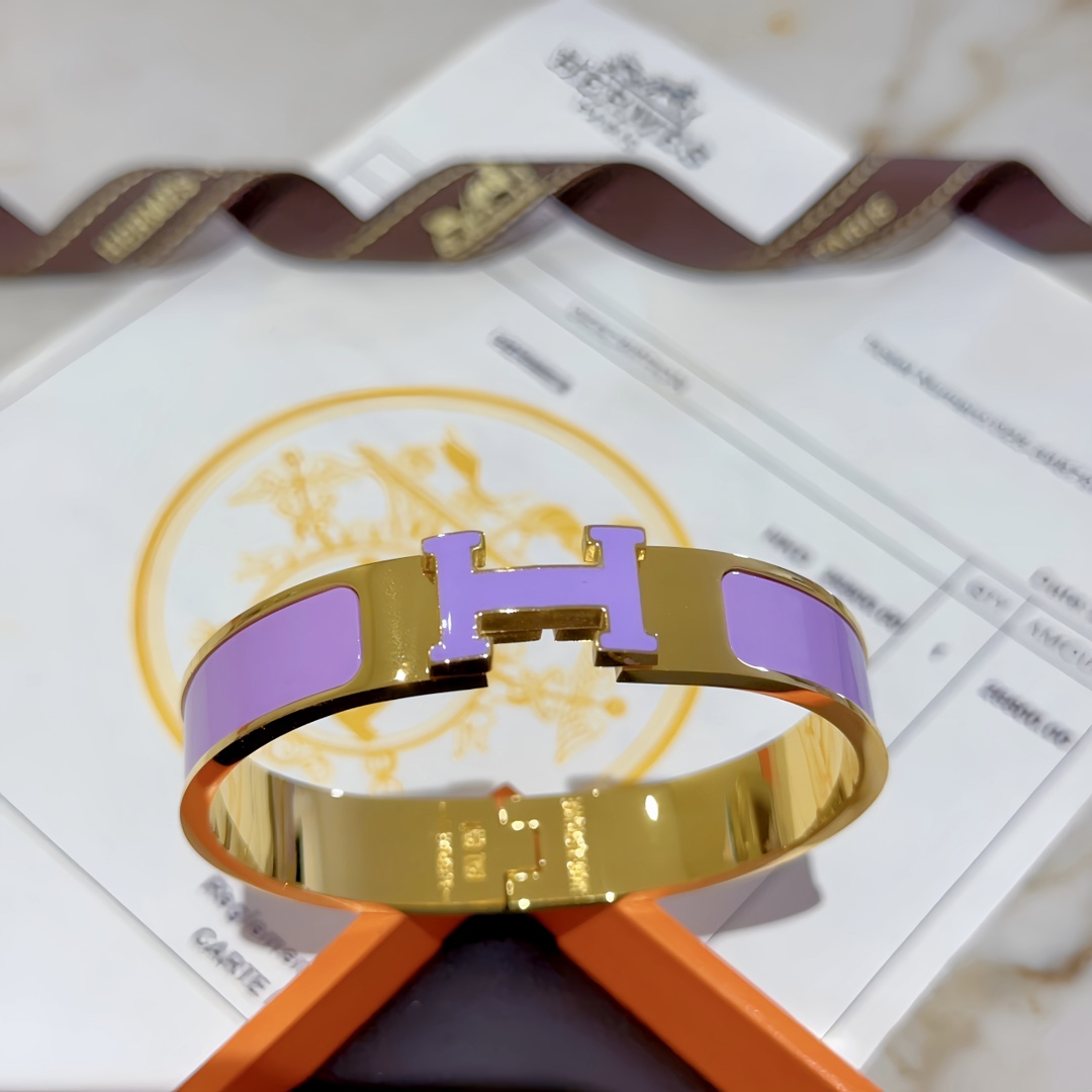 TOP HERMES Enamel Bracelet -Purple