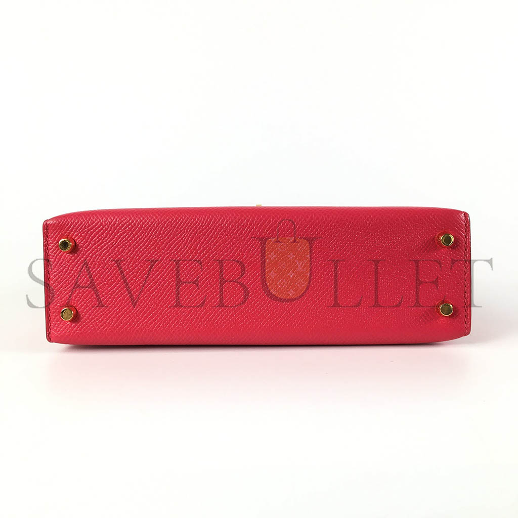 HERMÈS MINI KELLY II EPSOM PINK GOLD BUCKLE (19*12*5.5cm)