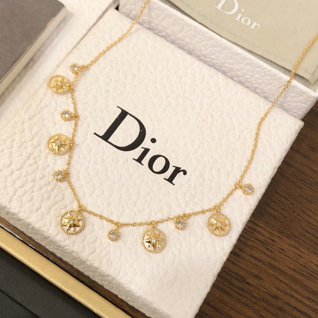 TOP Christian Dior Compass Necklace - Gold