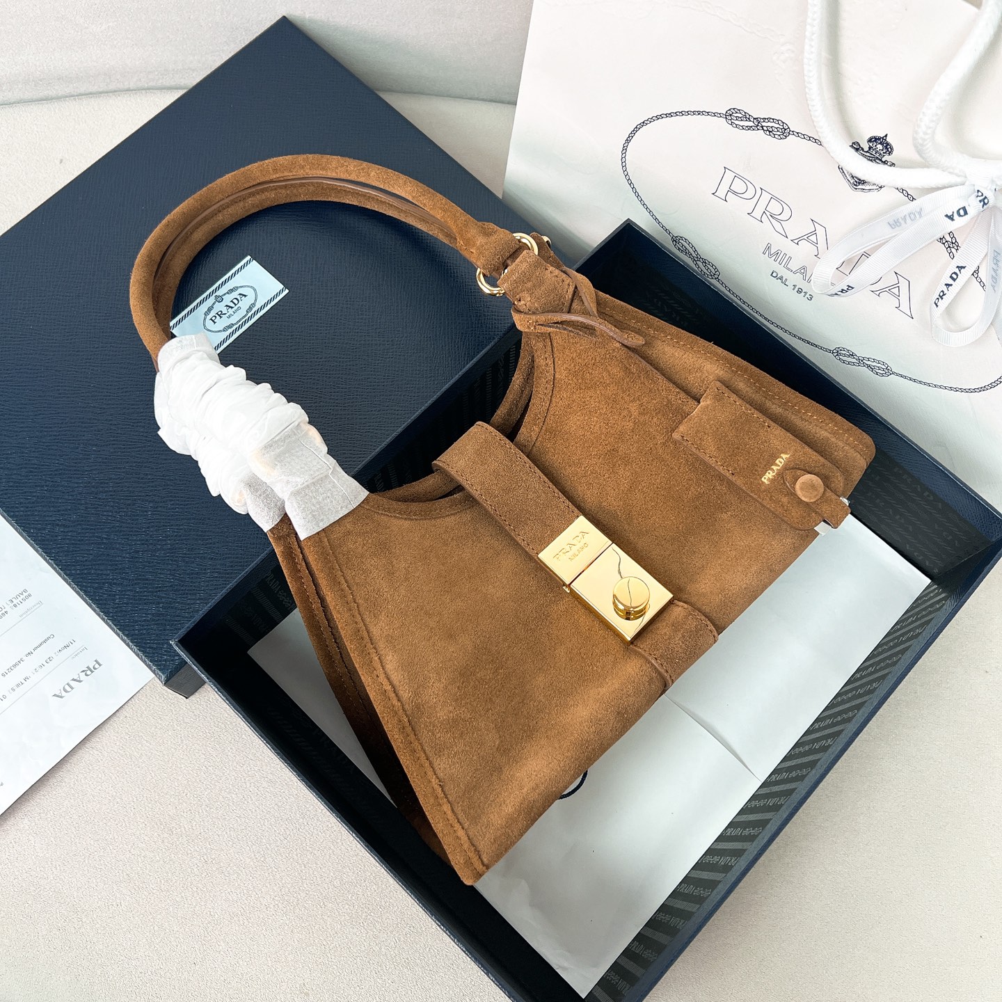 TOP PRADA Mini Catwalk Style Bag 26x18x12cm - Brown