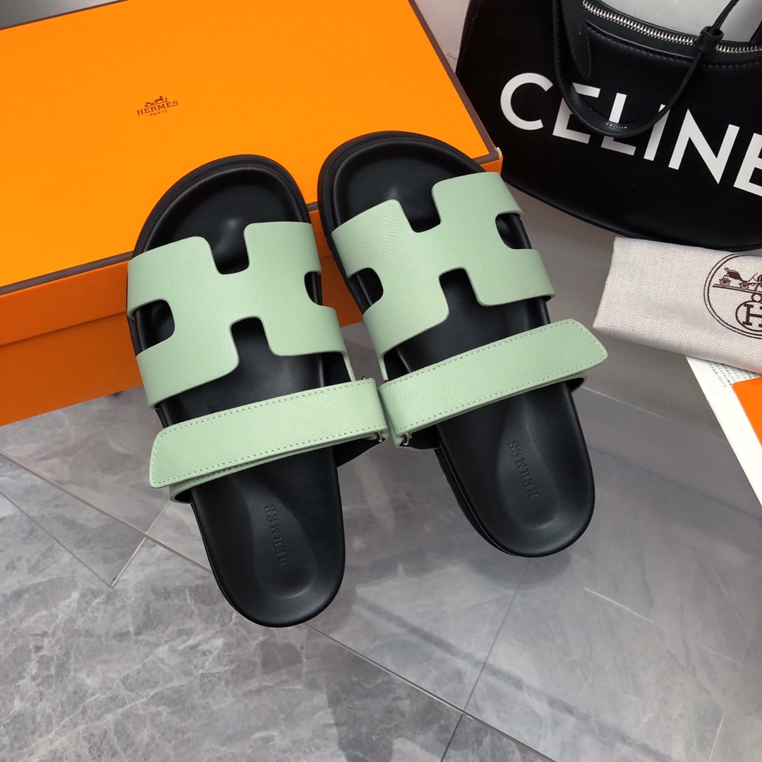 TOP HERMES Slides - Black & Green