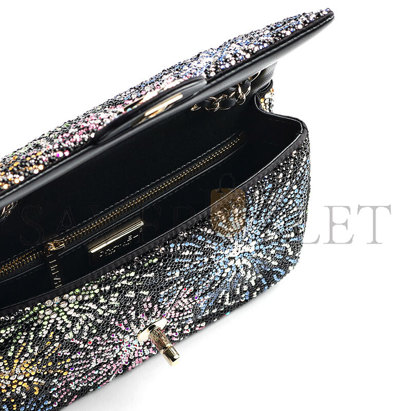 CHANEL MASTER EVENING BAG STRASS & GOLD-TONE METAL BLACK & MULTICOLOUR AS4297 (21*13*8cm)