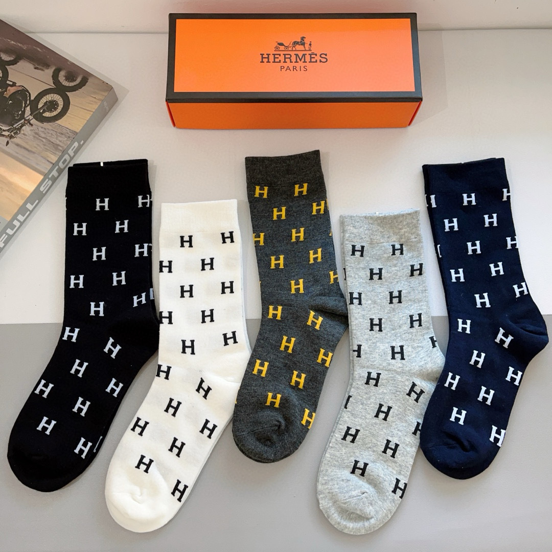 TOP HERMES Socks - 5 Pieces as a Set