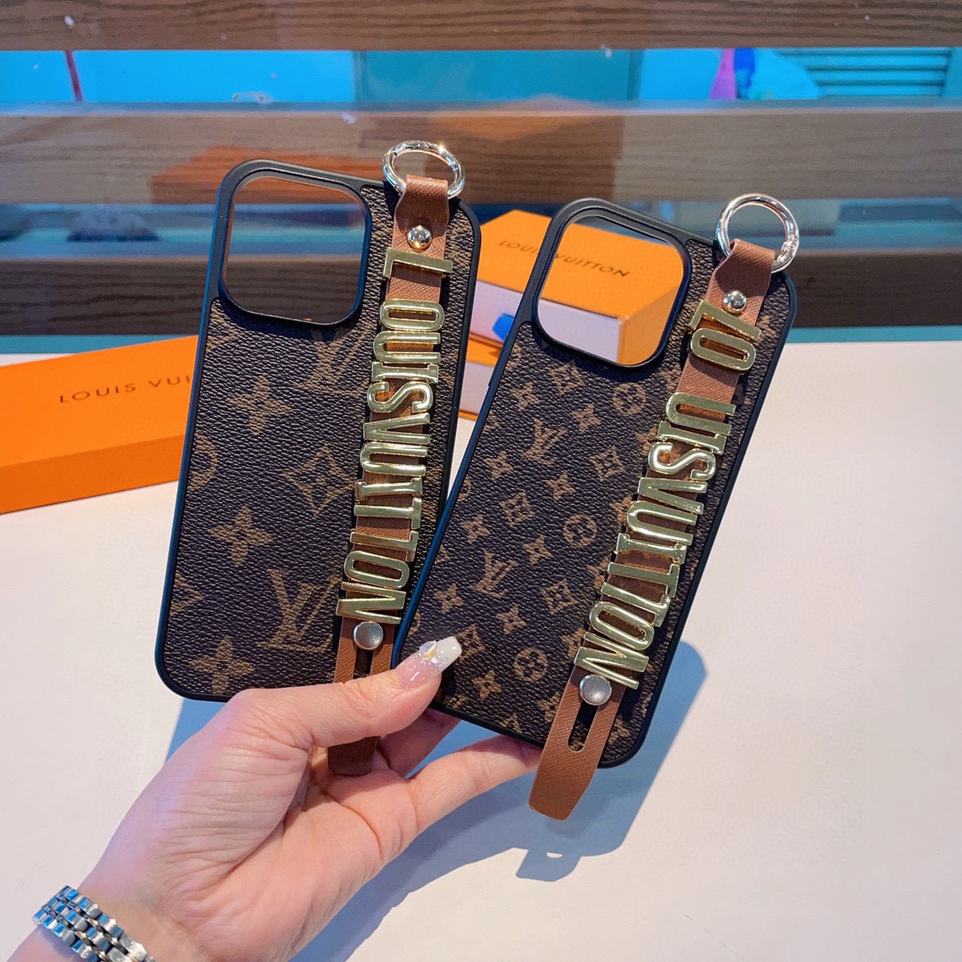 TOP Louis Vuitton LV Classic Monogram with Alphabet Wristband Iphone case - 2 Colors