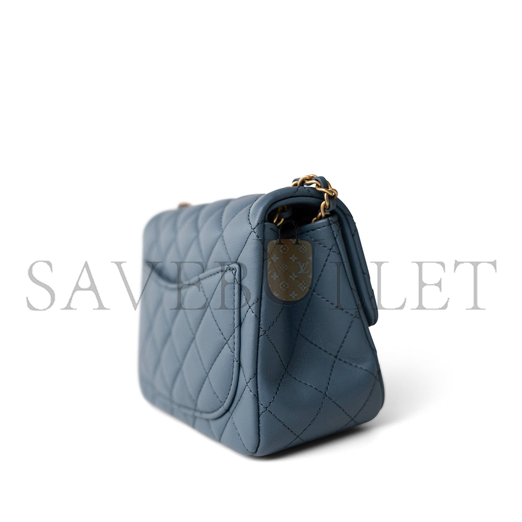 CHANEL GOLD BALL FLAP BAG CF FATTY FANG DENIM BLUE AS1786 (18*13*7cm)