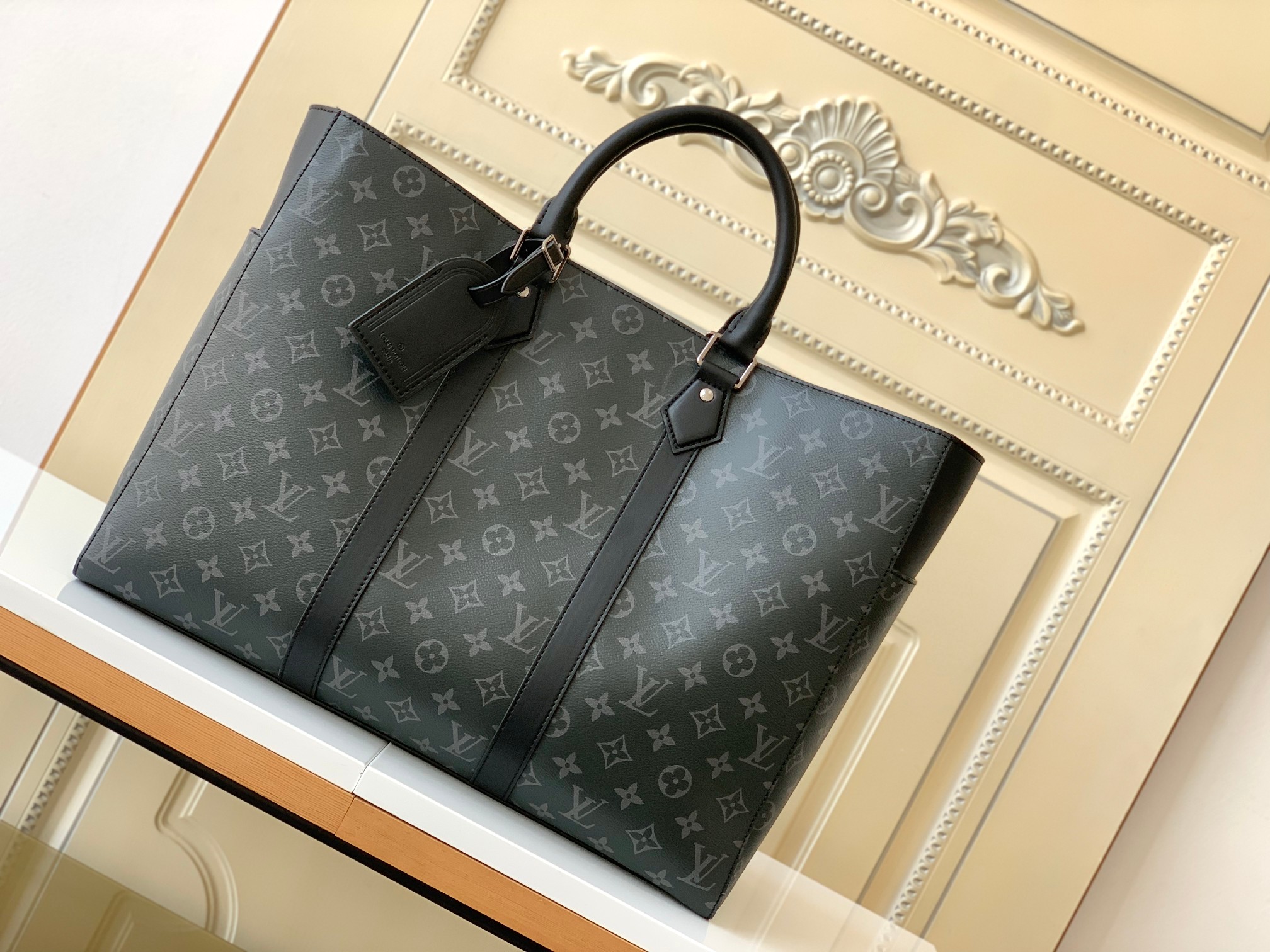 TOP Louis Vuitton LV Sac Plat 24H Tote Bag 44 x 33 x 18cm - Black