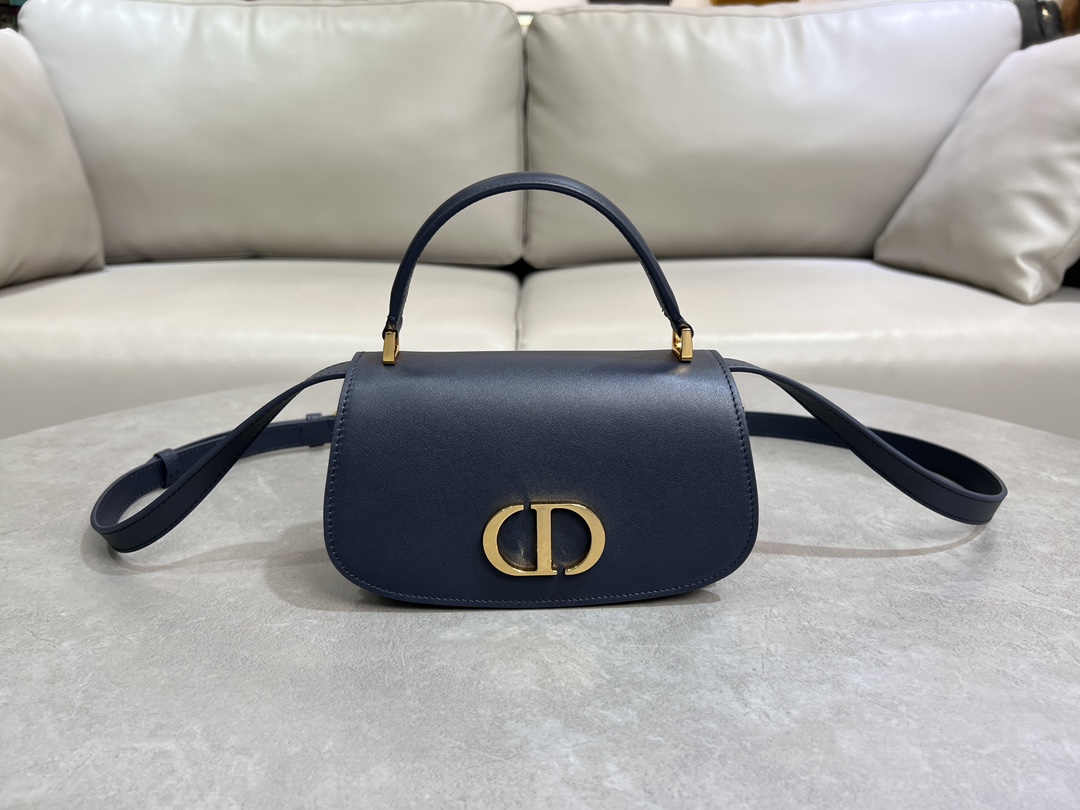 Top Christian Dior Cowhide 30 Montaigne Bag 19*12*8CM/19*12*6CM - Navy Blue&GHW