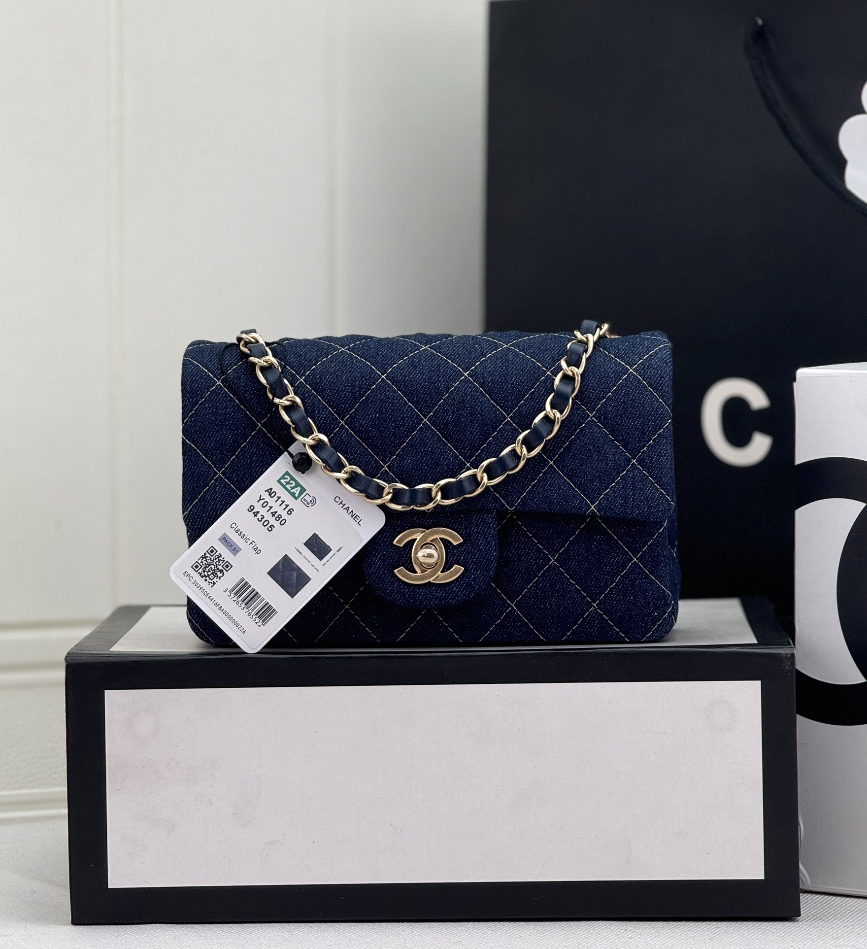 TOP CHANEL Wool Tweed Flap Bag 20cm/25cm - Denim Blue