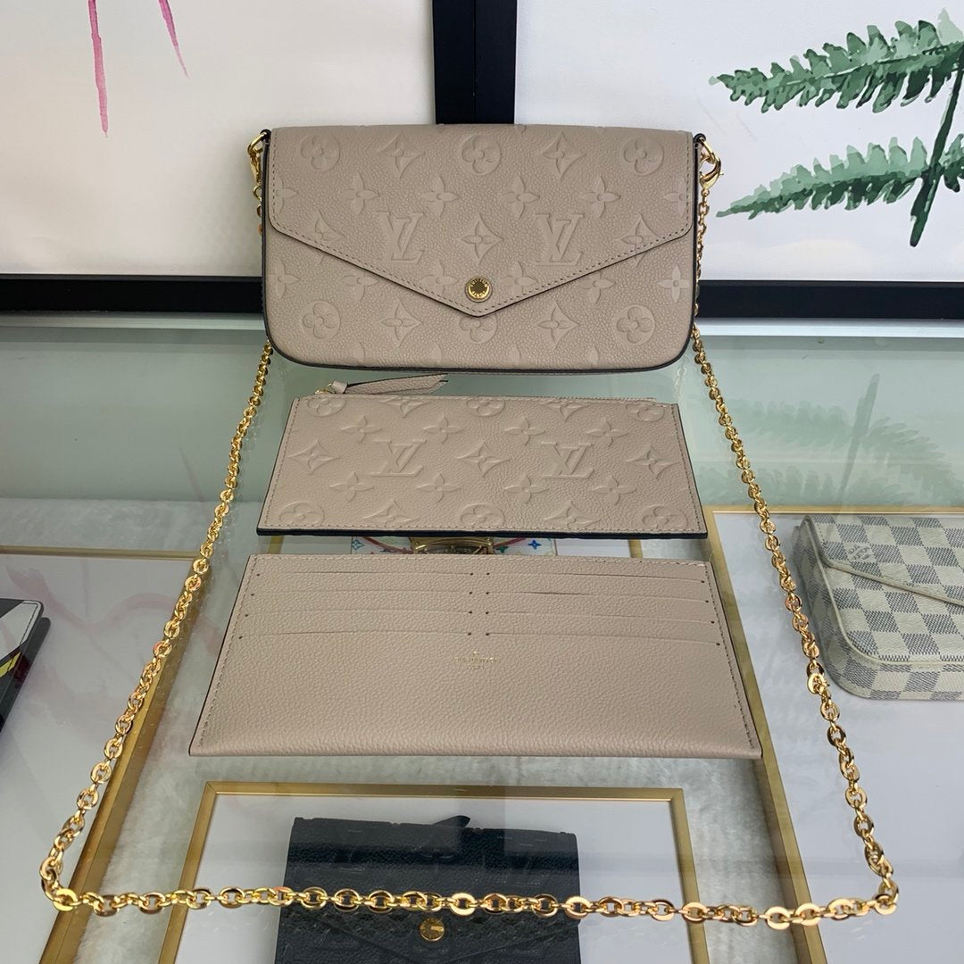 TOP Louis Vuitton LV £V Felicie Empreinte Pochette 21X12X3cm- Turtle Dove