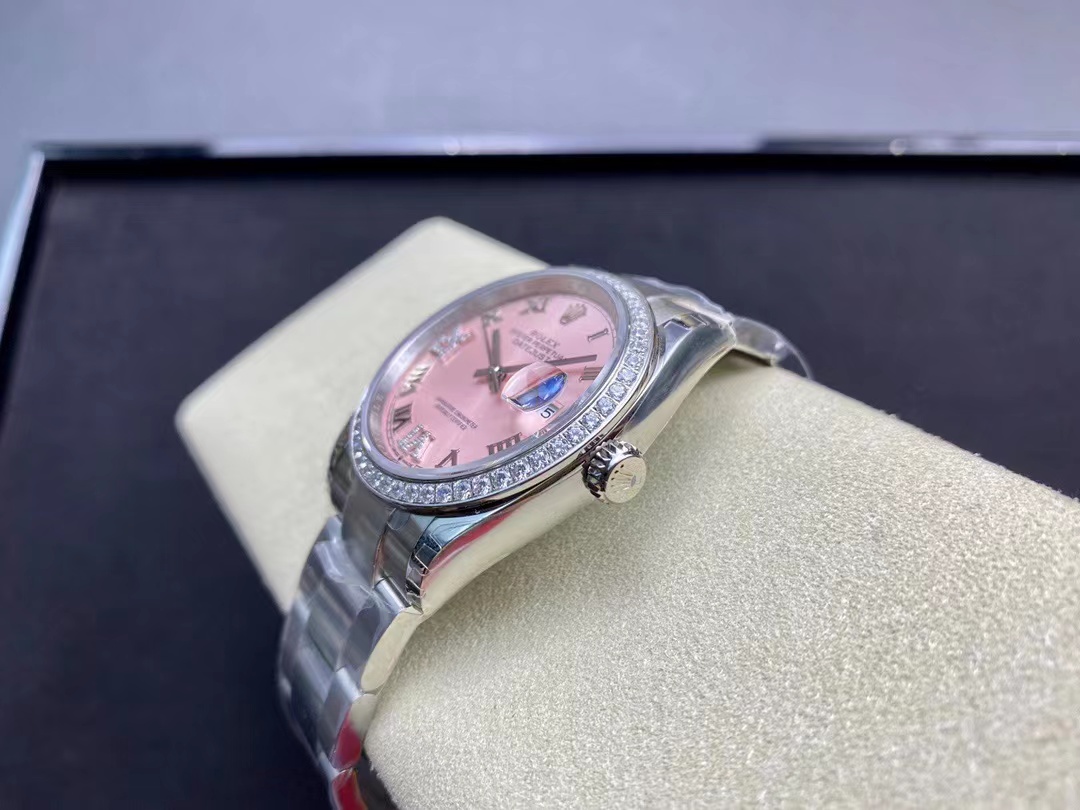 TOP ROLEX Pink Dial Watch 36mm - Silver
