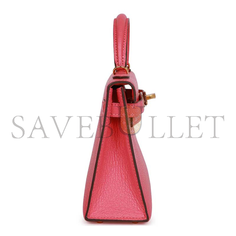 HERMES MASTER MINI KELLY ROSE LIPSTICK CHÈVRE GOLD HARDWARE (19*12*5.5cm)