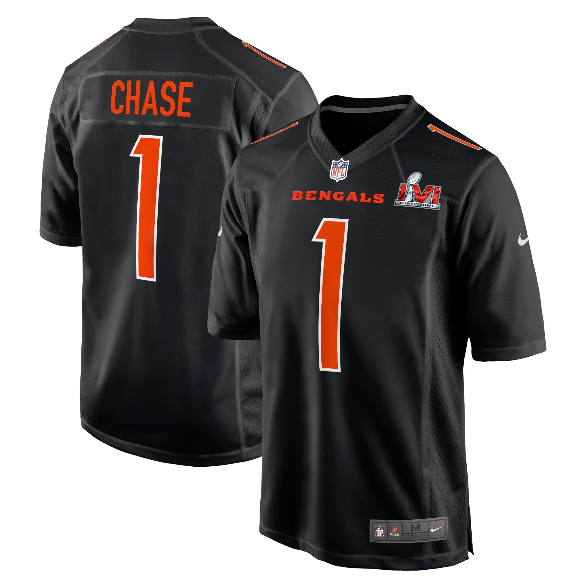 Ja'Marr Chase Cincinnati Bengals  Super Bowl LVI Bound Game Fashion Jersey - Black