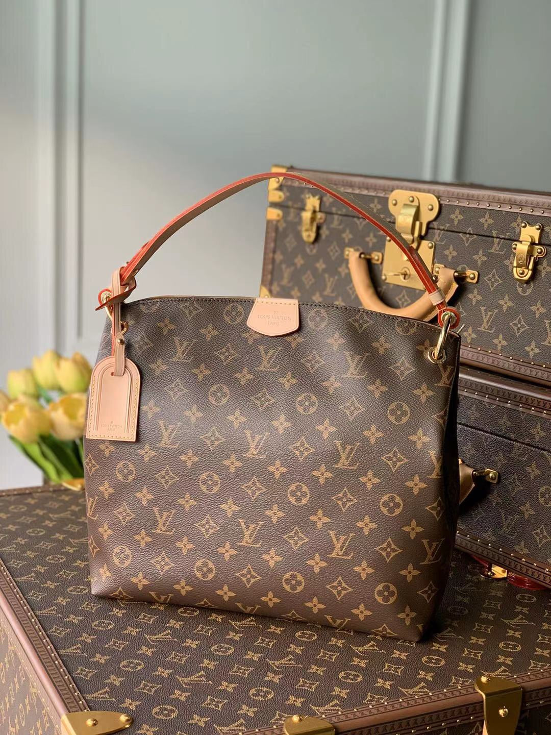 TOP Louis Vuitton LV Graceful PM Monogram Bag 35x30x11cm- Beige