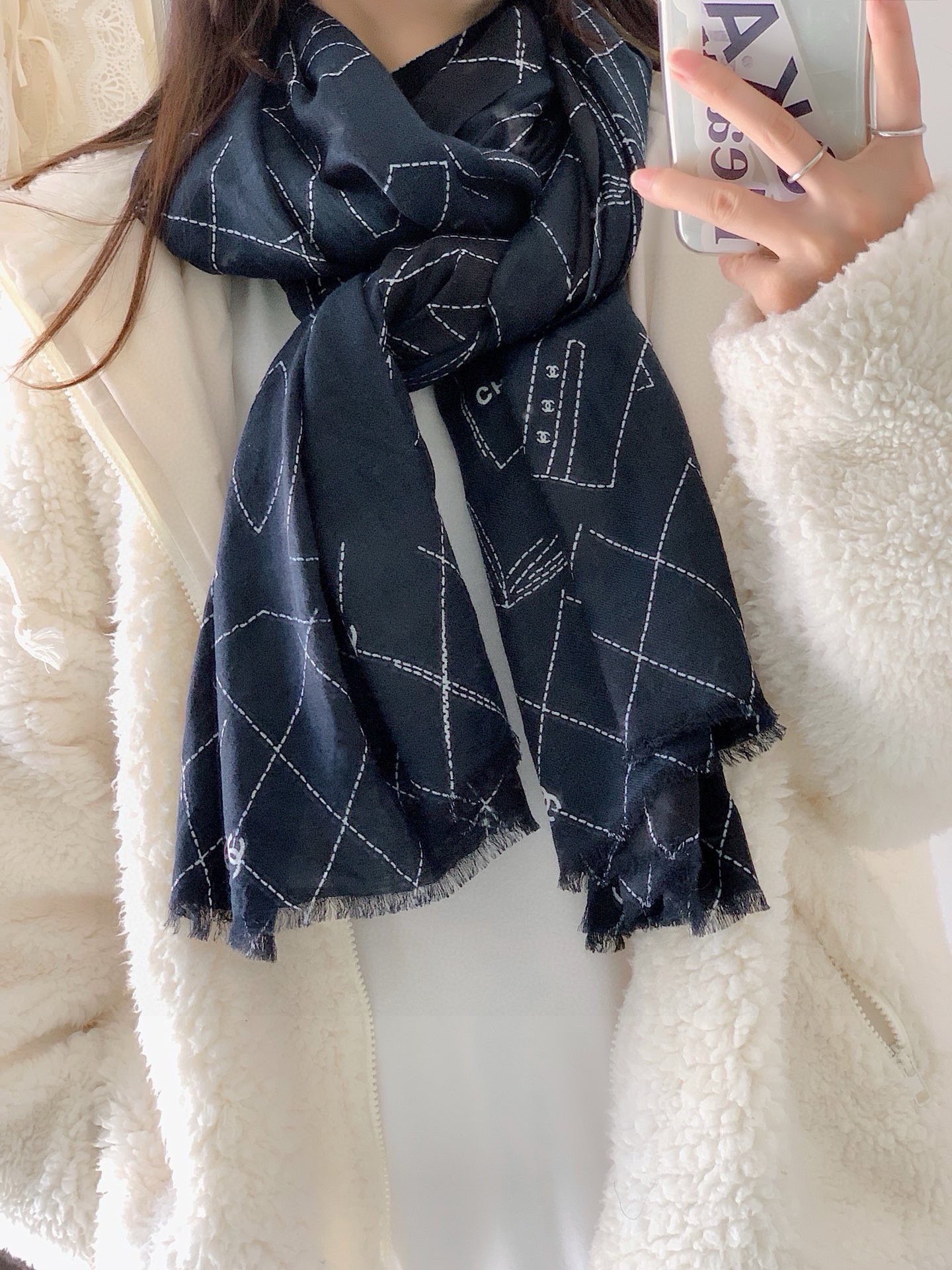 TOP CHANEL Cashmere Scarf 100x200cm - 2 Color