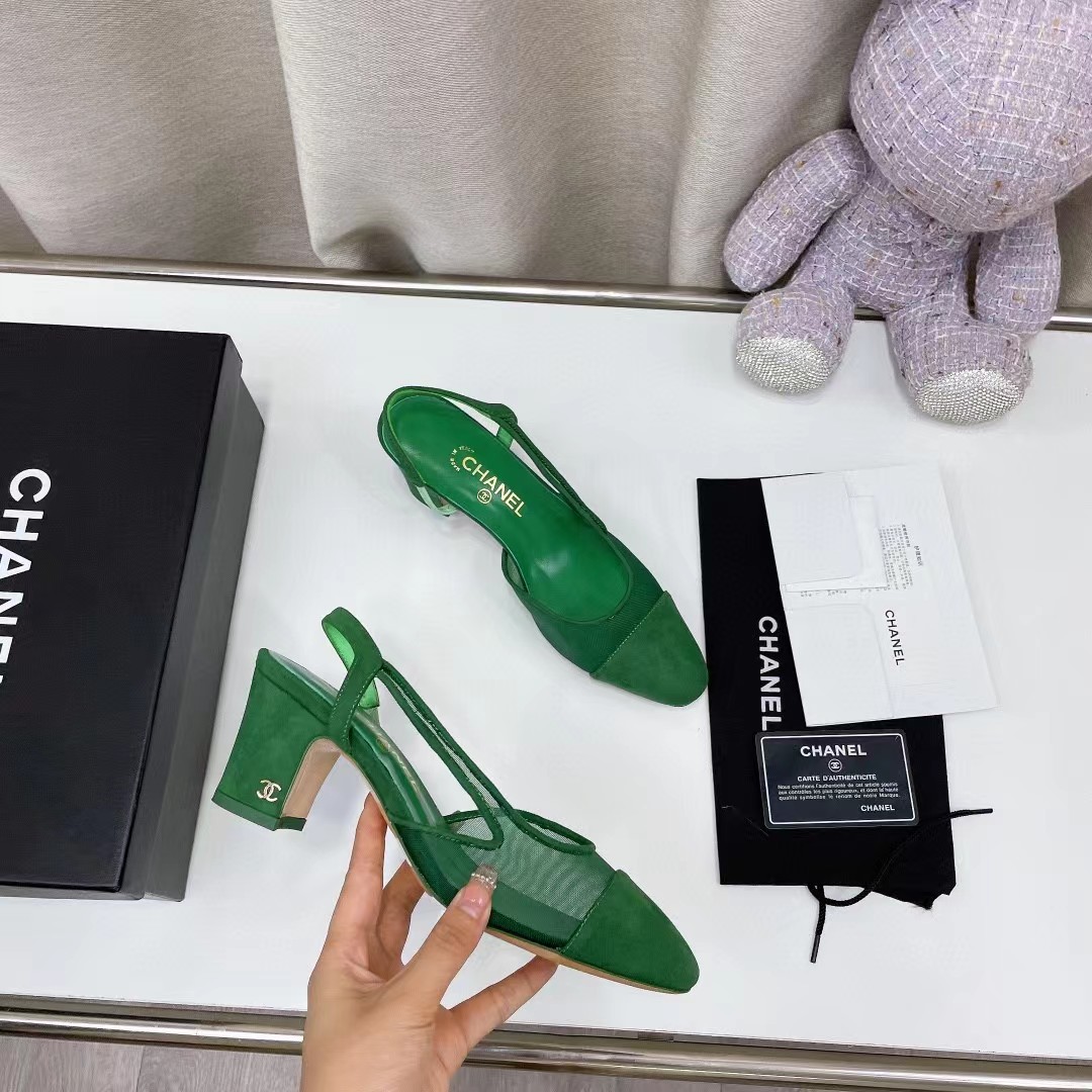 TOP CHANEL Leather Mules Shoes - Green