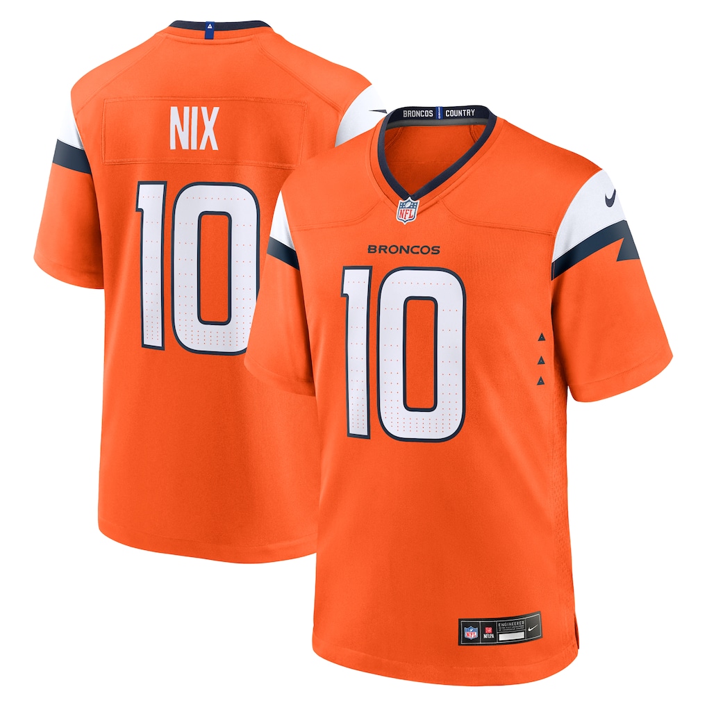 Men's Denver Broncos Bo Nix Orange Player Game Jersey