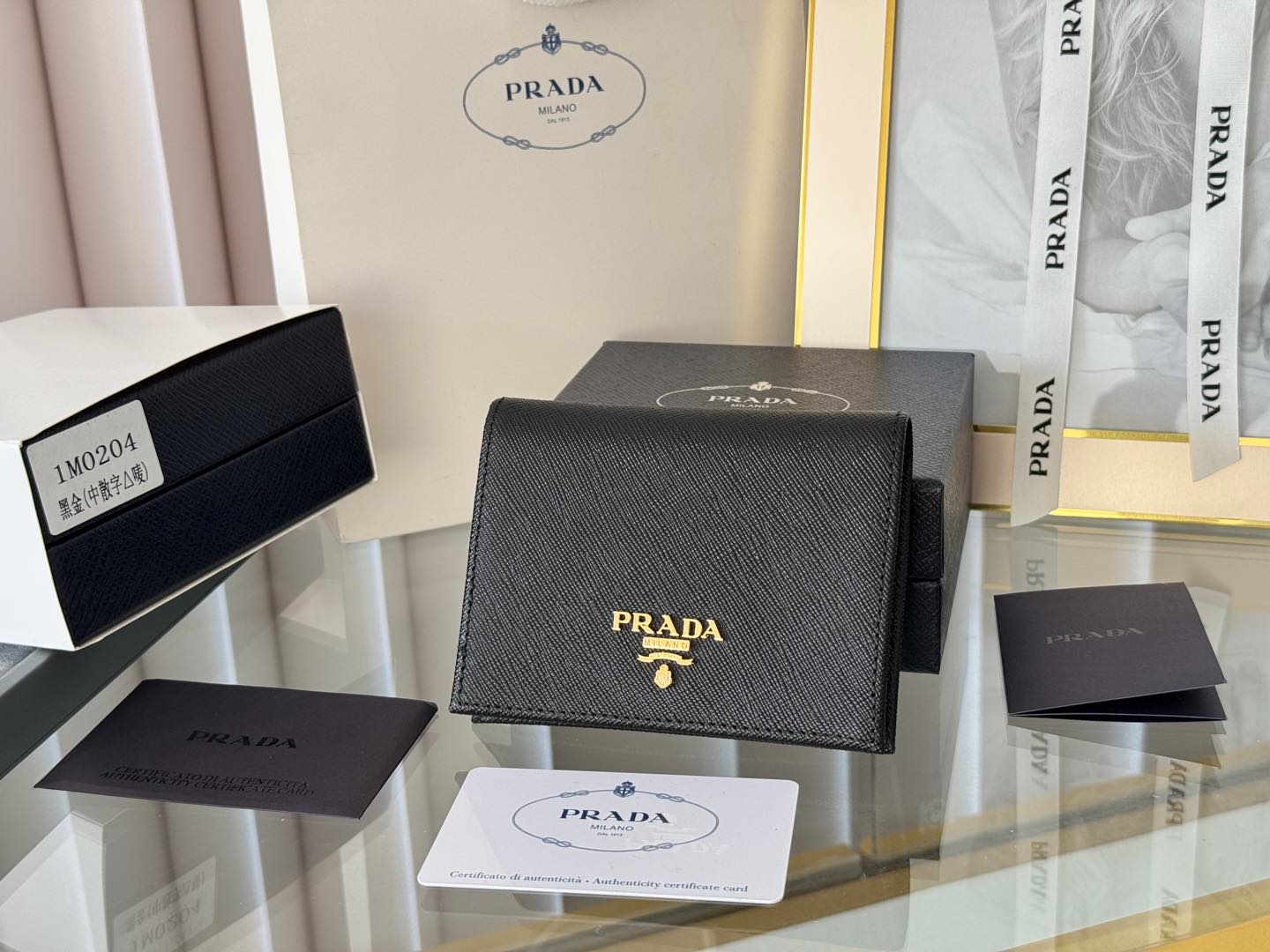 TOP PRADA Plain Leather Folding Wallet 11.2x9.5cm - 9 Colors