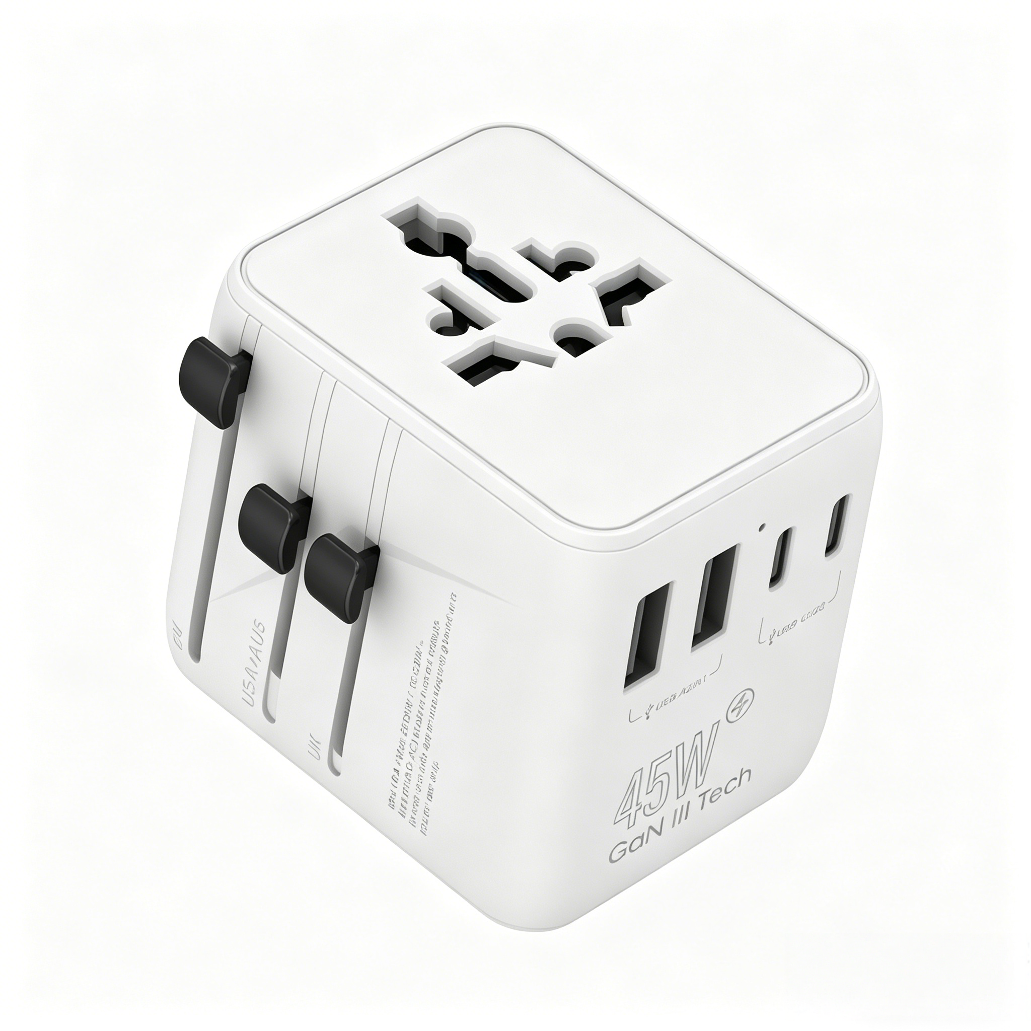 Compact Size Charger 45w International Plug Adapter Travel Charger Adapter Multi Plug Worldwide Socket with 45w USB C Charger for Travel