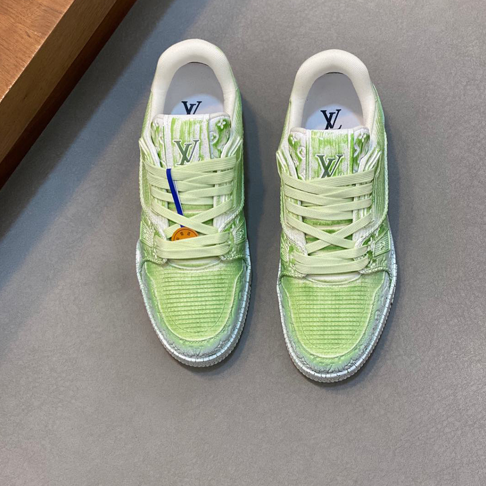 Louis Vuitton LV Trainer Croc-Embossed Denim Sneaker (Replica)