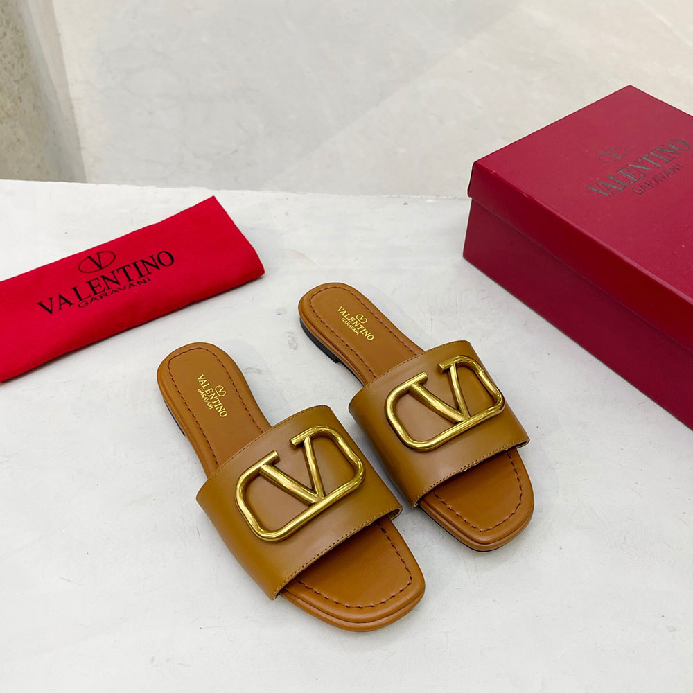 Valentino Leather Casual Fashion Flip-Flops Slide Sandal(Replica)