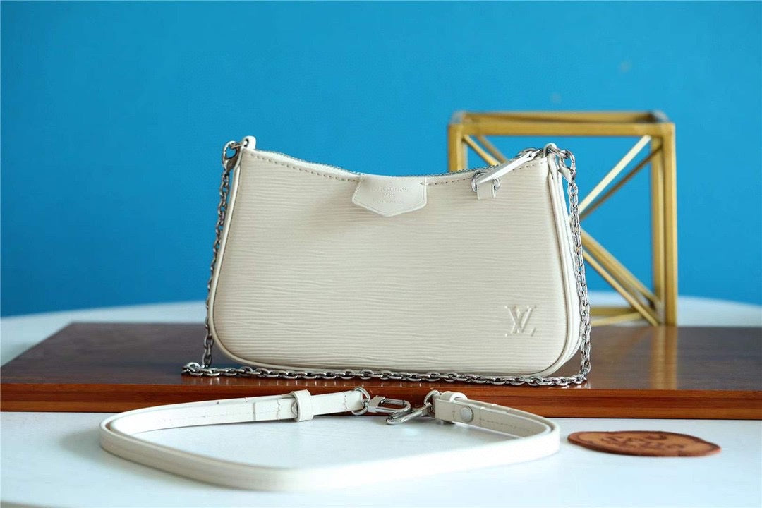 TOP Louis Vuitton LV L*V Epi Easy Pouch on Strap 19 x  10.5 x  3cm- White