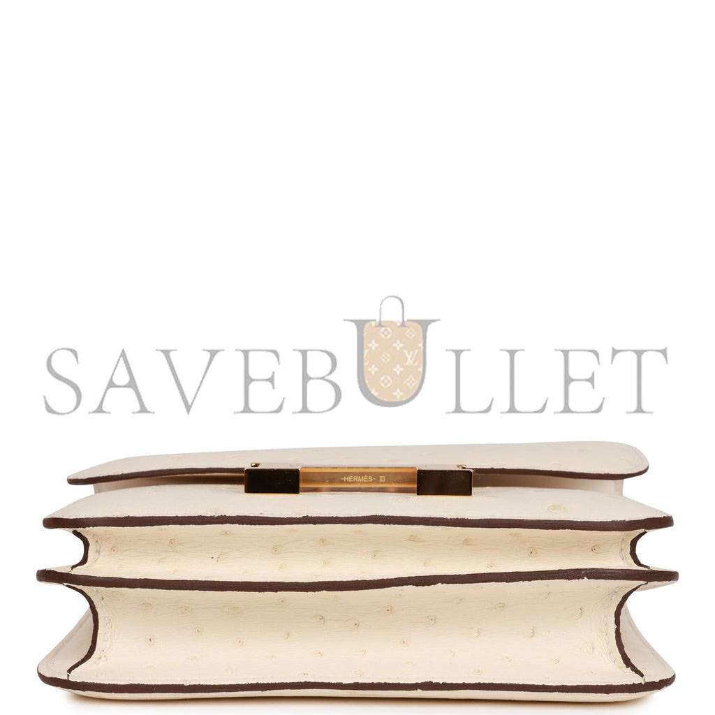 HERMES CONSTANCE 18 OSTRICH GOLD HARDWARE (18*15*4cm)