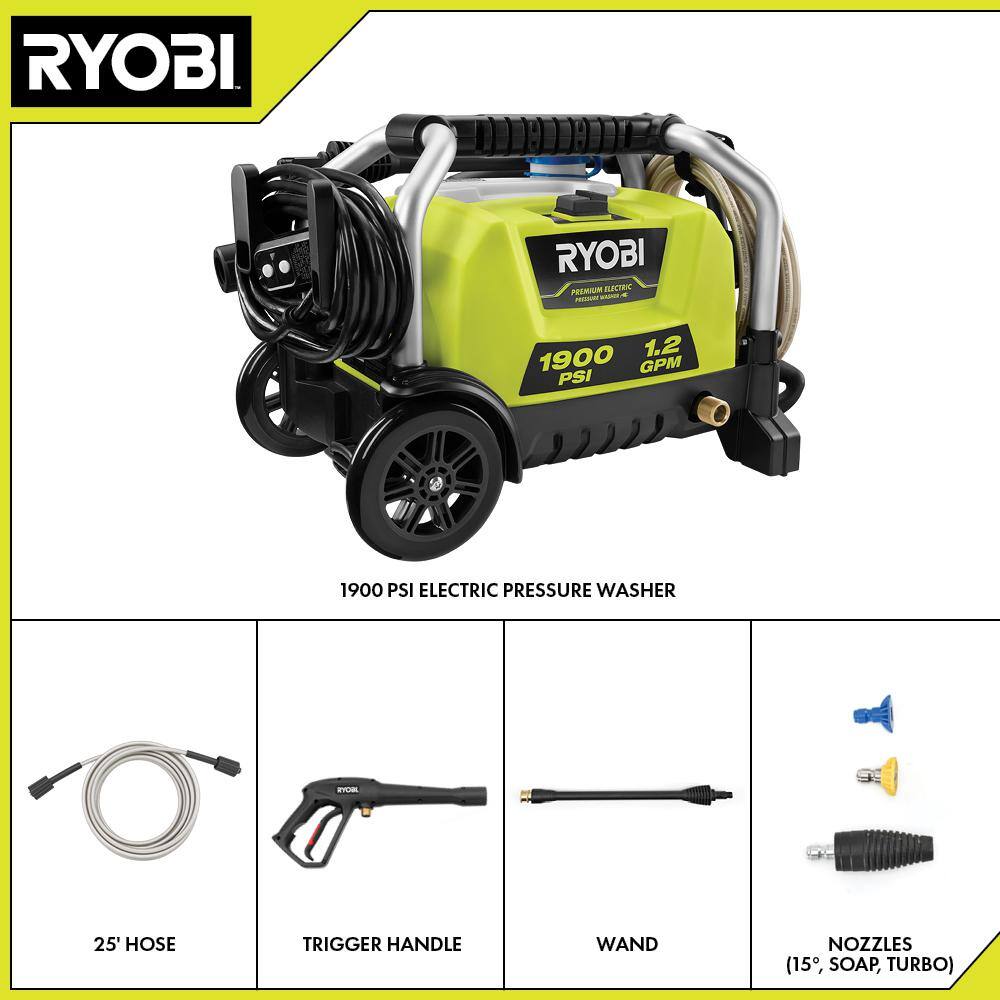 1900 PSI 1.2 GPM Cold Water Wheeled Electric Pressure Washer with 12 in. Surface Cleaner