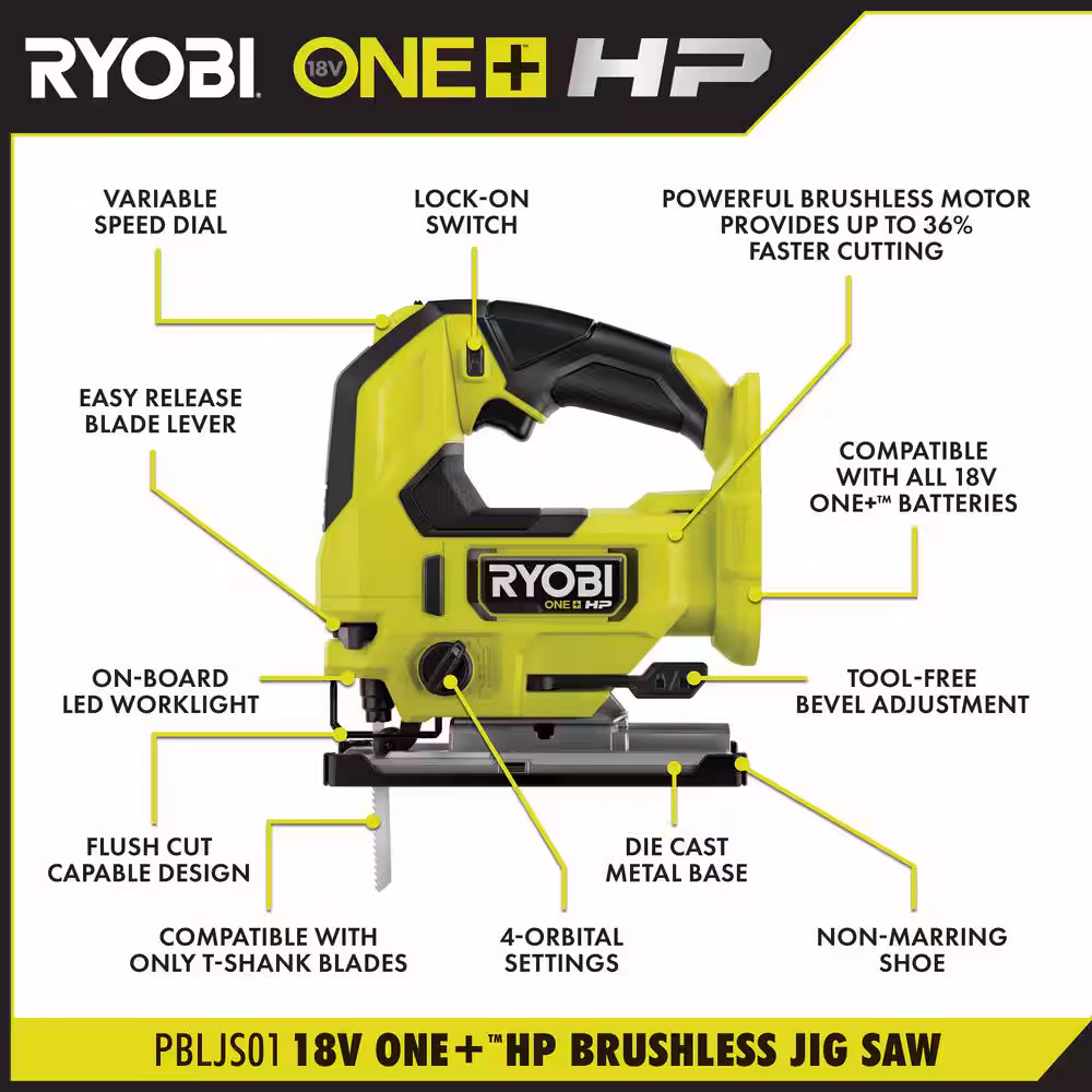 ONE+ HP 18V Brushless Cordless Jig Saw (Tool Only)