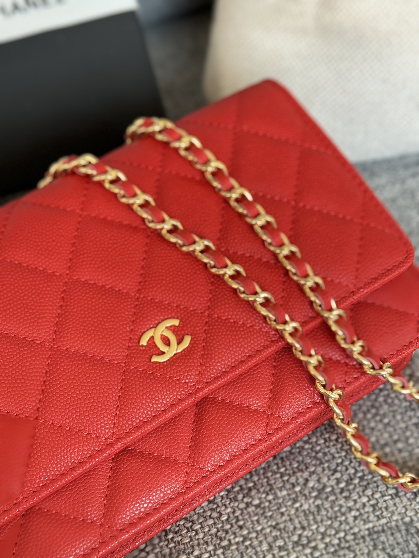 TOP CHANEL WOC Bag Caviar Leather 19CM - Red&GHW