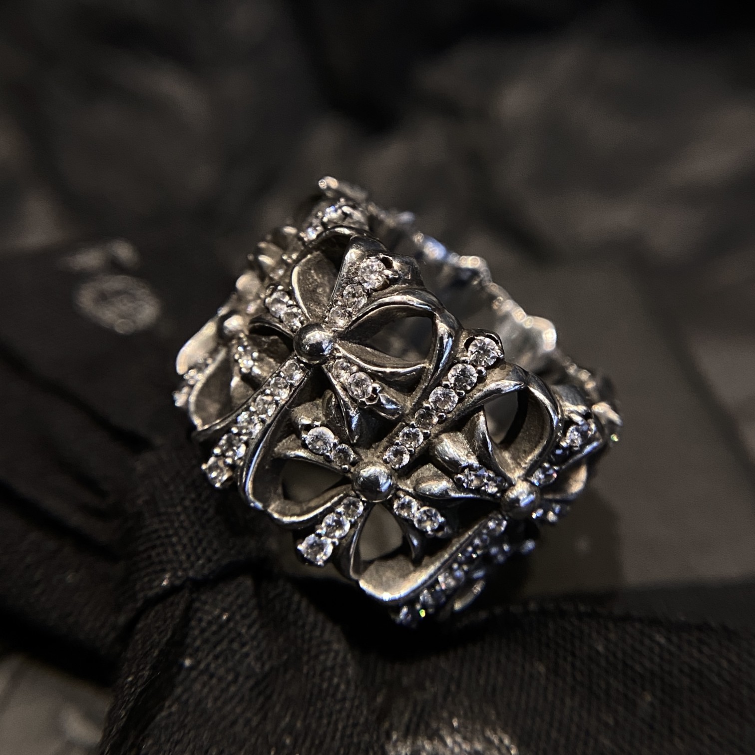 Chrome Hearts Diamond Cemetery Ring