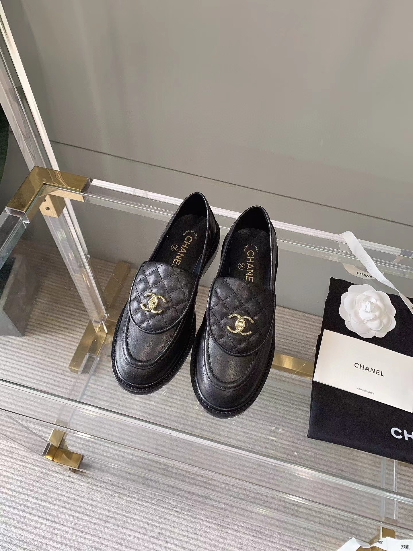 TOP CHANEL Tab Loafers - black - GHW -