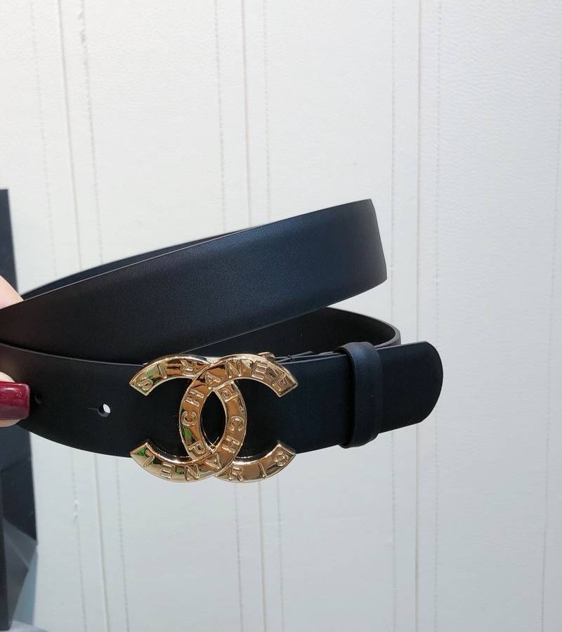Chanel Belt With Double C Buckle Black With Full Gold Toned Hardware Women Belt 30MM