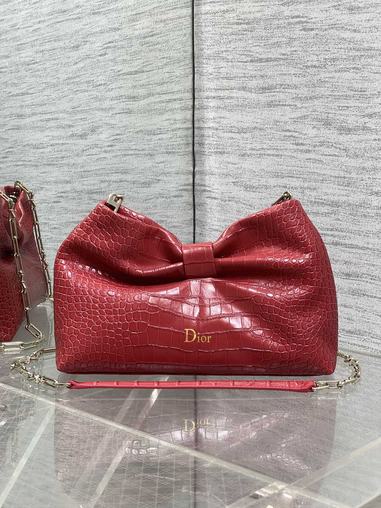 TOP Christian Dior Cowhide Leather Crocodile Pattern Chain Bag 27*8*18cm - 2 Colors