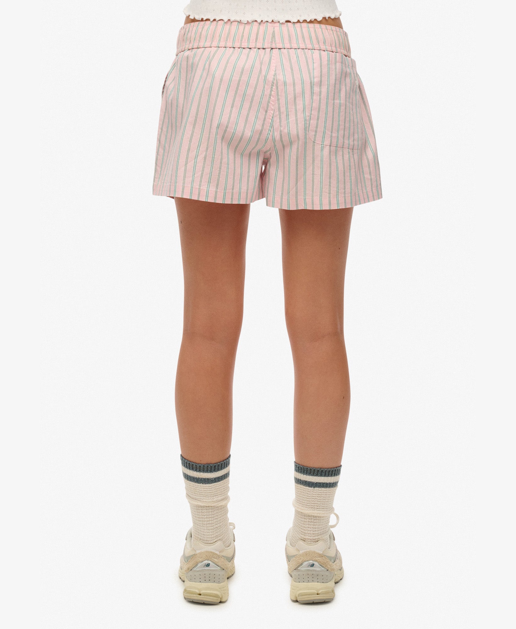 Cotton Stripe Elastic Short | Suffolk Pink Stripe