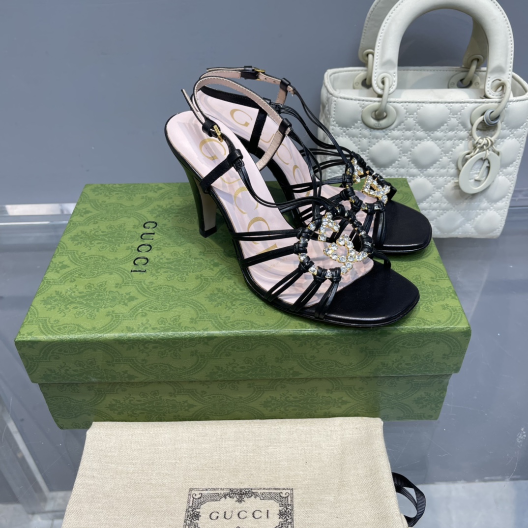 TOP GUCCI Lsa Diamond Sandals  - Black