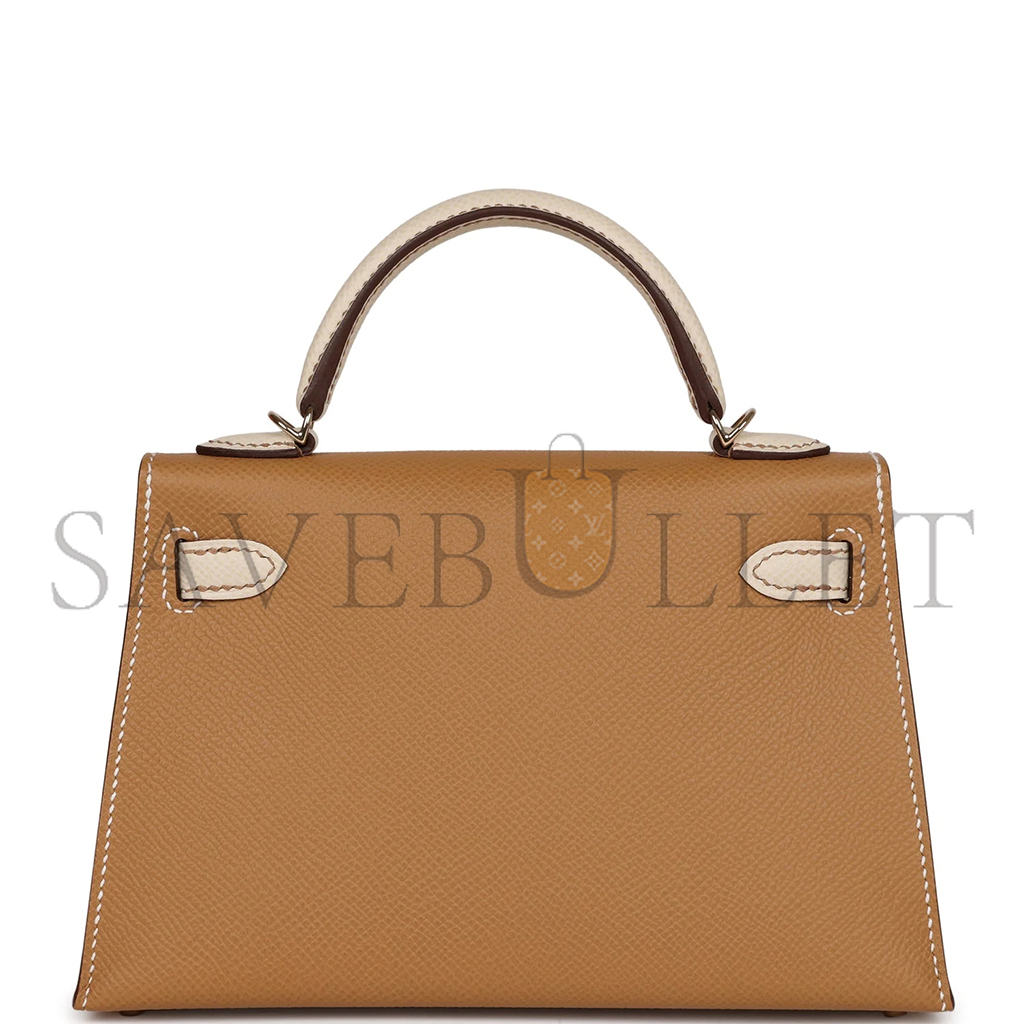 HERMÈS MINI KELLY II EPSOM BISCUIT AND CRAIE EPSOM PERMABRASS (19*12*5.5cm)