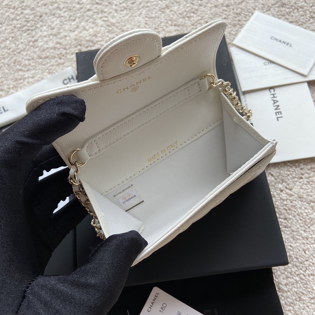 TOP CHANEL Small Chain Card Bag Cowhide 11×7cm -  2 Colour