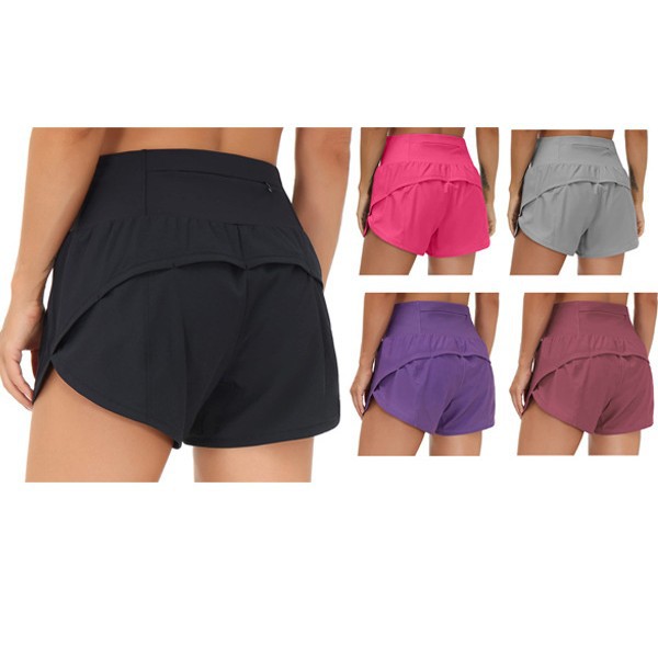 &2026 Popular Women's Running Shorts, Two-in-One Design with Zipper Pockets, High Waist, Quick-Dry Yoga Shorts, levelkeen