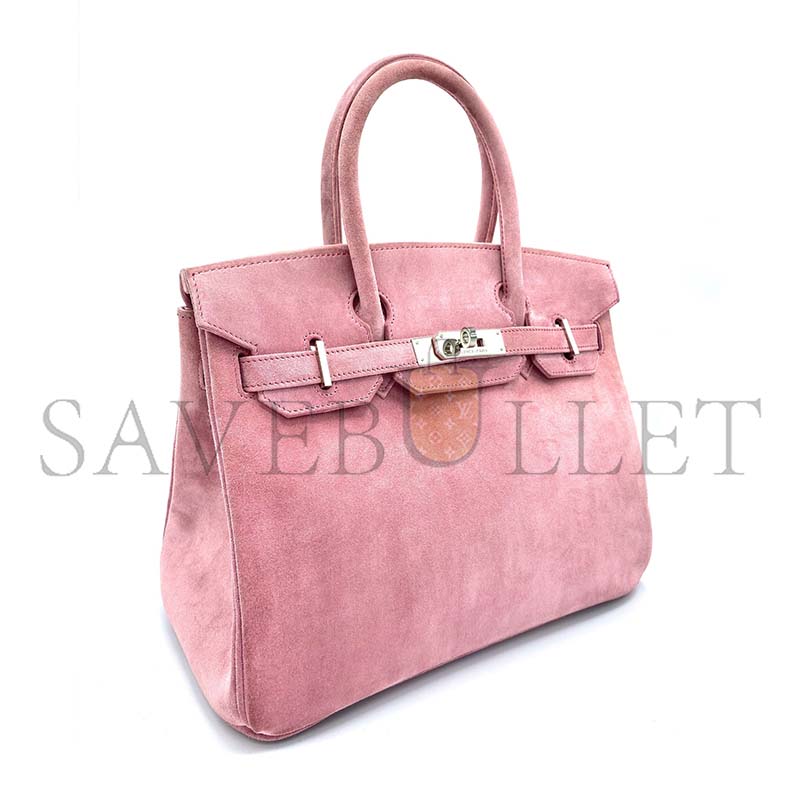 HERMES BIRKIN 30 SUEDE 1Q ROSE CONFETTI MILKSHAKE POWDER  (30*23*15cm)