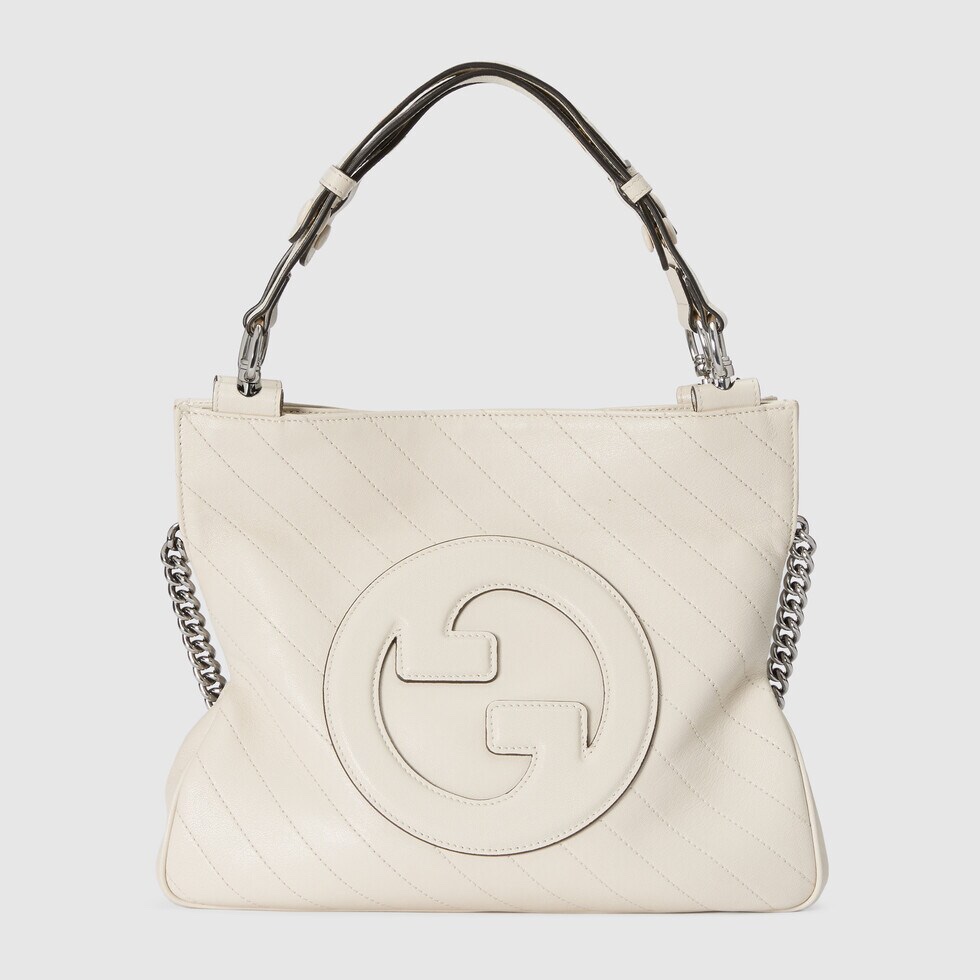 TOP GUCCI G*G Blondie Small Tote Bag 24×30×6cm - White