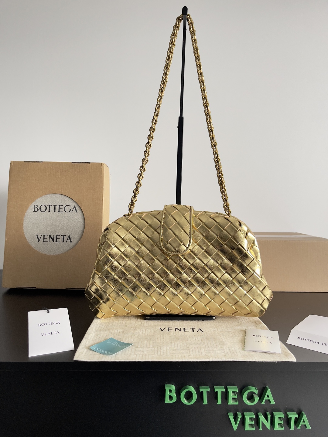 TOP Bottega Veneta BV Lauren 1980 Clutch Bag 27x15x8cm/31.5x16.5x11cm - Gold/Silver