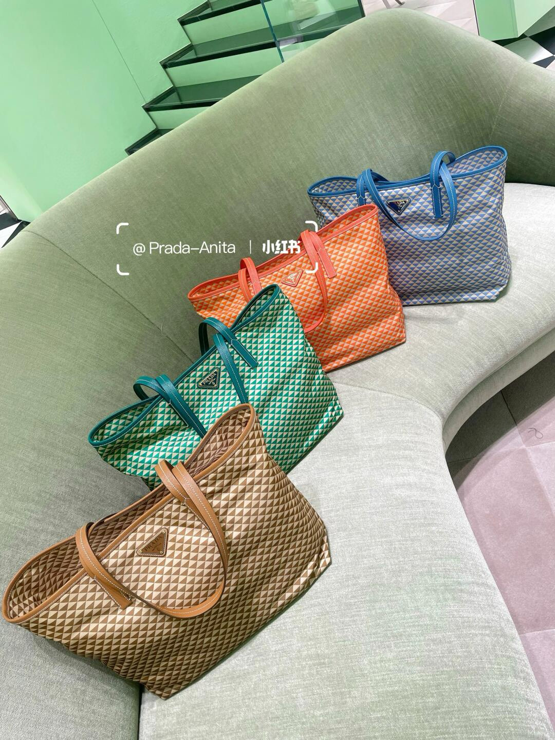 TOP PRADA Tessuto Triangulum Tote Bag 33*29*14cm - 4 Colour