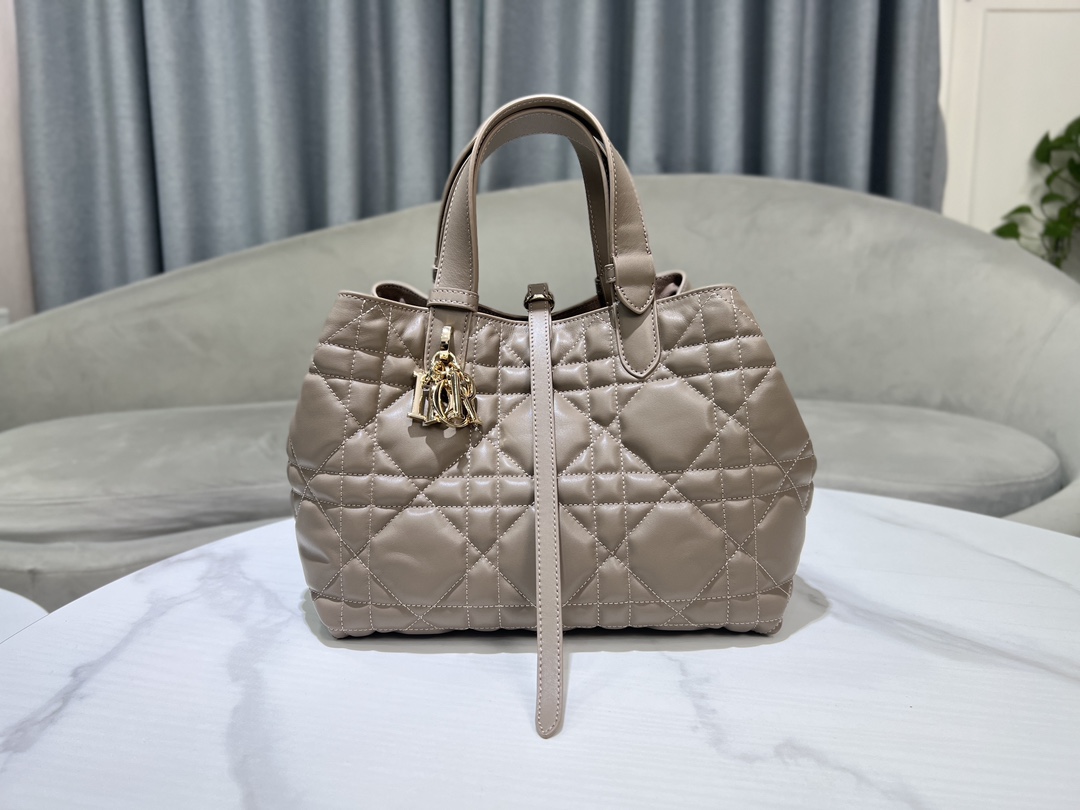 TOP Christian Dior Large Toujours Handbag Calfskin 28.5x19x21.5cm - CD Lock Letter D Knob