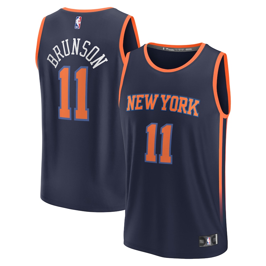Men's New York Knicks Jalen Brunson Navy Fast Break Replica Player Jersey - Statement Edition