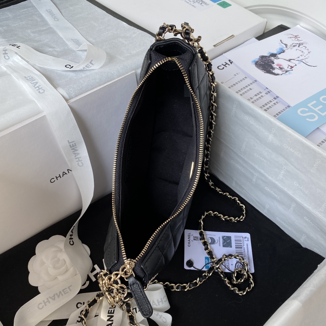 TOP CHANEL Moon Bag 15X20X6cm - GHW - Black