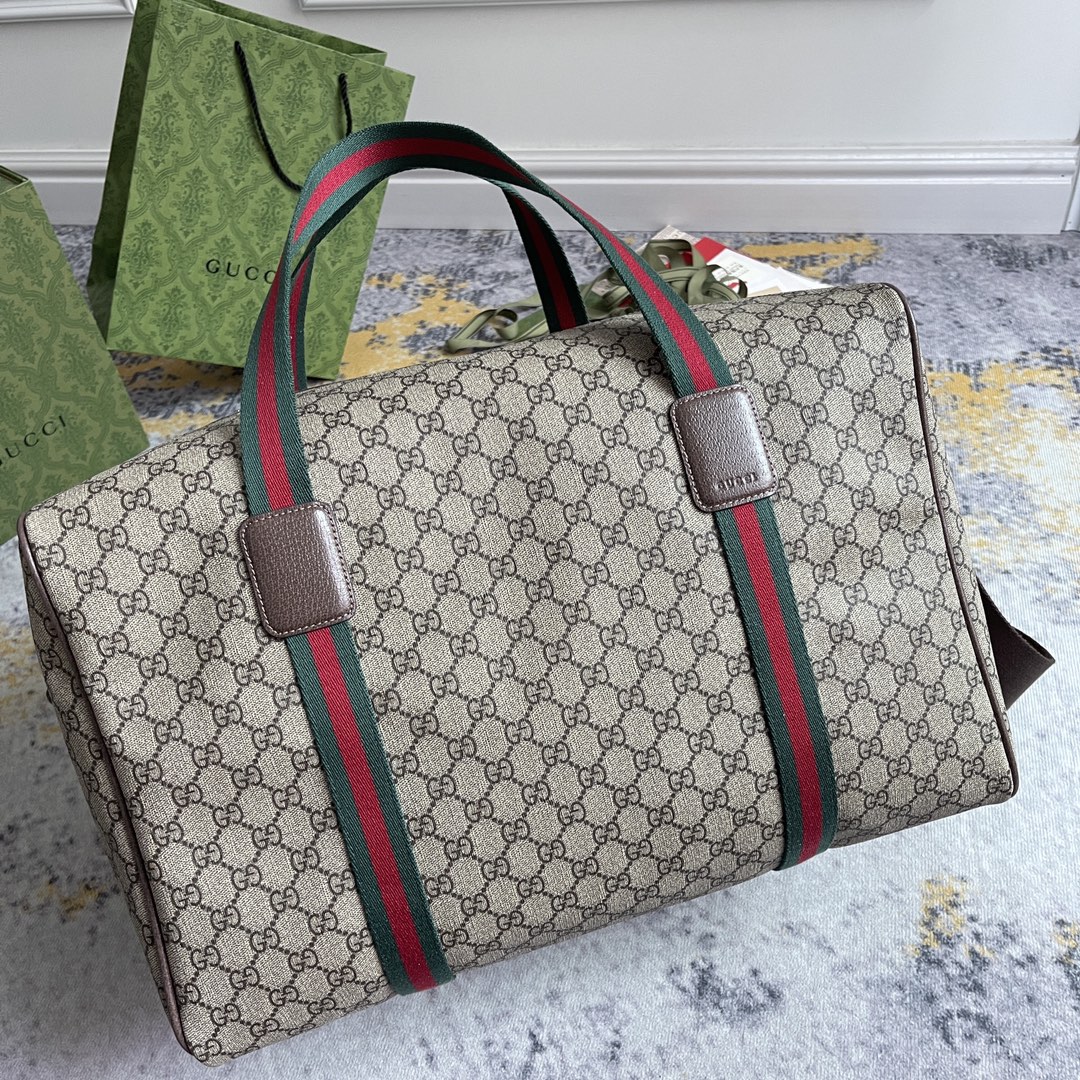 TOP GUCCI Leather Duffle Bags 45.5X29X27CM - Brown