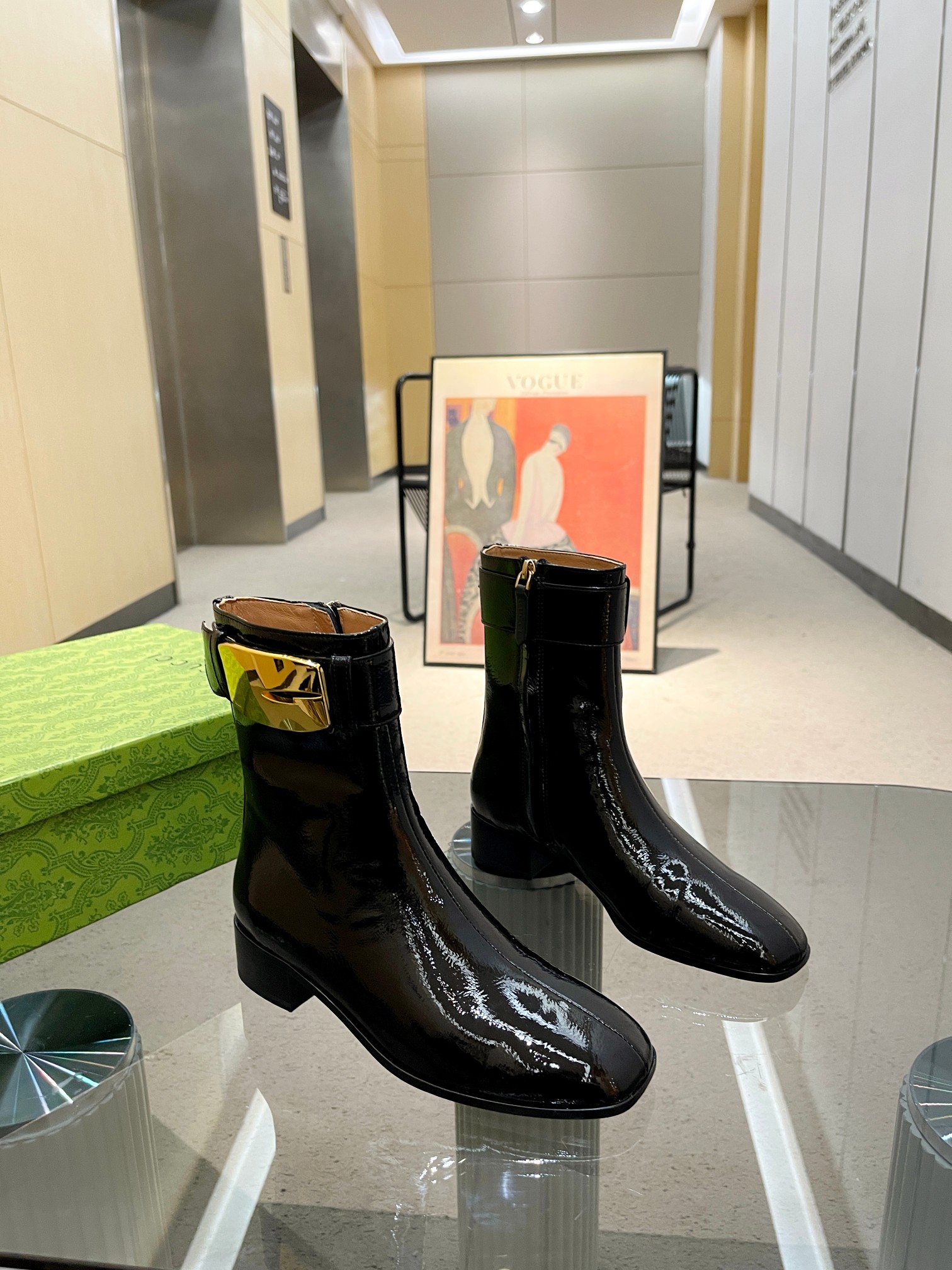 TOP GUCCI Cowhide Shoes Boots - Black - 3.5CM
