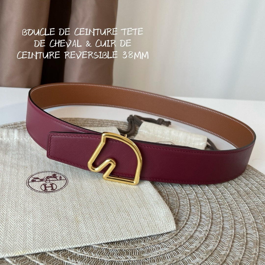 TOP HERMES Double Sided Waistband - 3.8CM